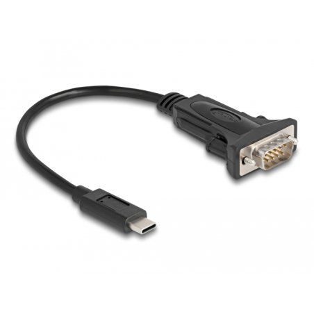 DeLOCK Adaptateur USB Type-C à 1 x Serial RS-232 D-Sub, 9 broches males avec vis, 0,25 m