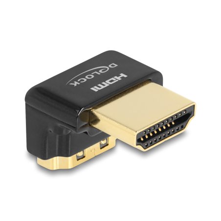 Delock HDMI Adapter Stecker zu Buchse 90° unten gewinkelt 8K 60 Hz Metall