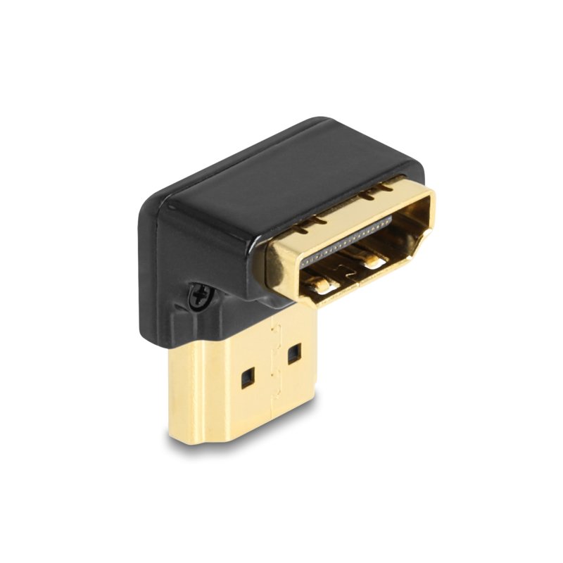DeLOCK HDMI Adapter male to female 90° downwards angled 8K 60 Hz metal