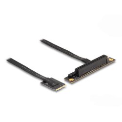 DeLOCK M.2 Key A E to PCIe x8 NVMe Adapter angled with 20 cm cable