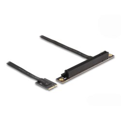 DeLOCK M.2 Key A E to PCIe x16 NVMe Adapter angled with 20 cm cable