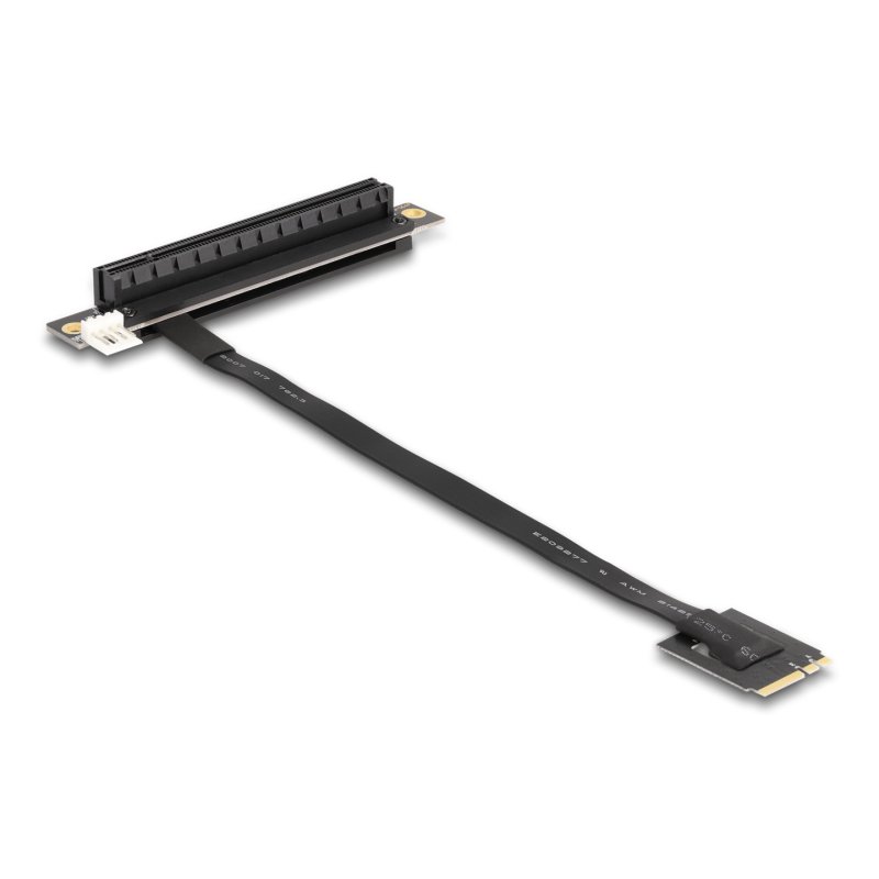 DeLOCK M.2 Key A E to PCIe x16 NVMe Adapter angled with 20 cm cable