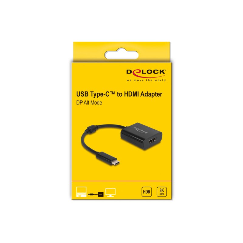 DeLOCK Adaptateur USB Type-C vers HDMI (Mode DP Alt) 8K avec fonction HDR noir