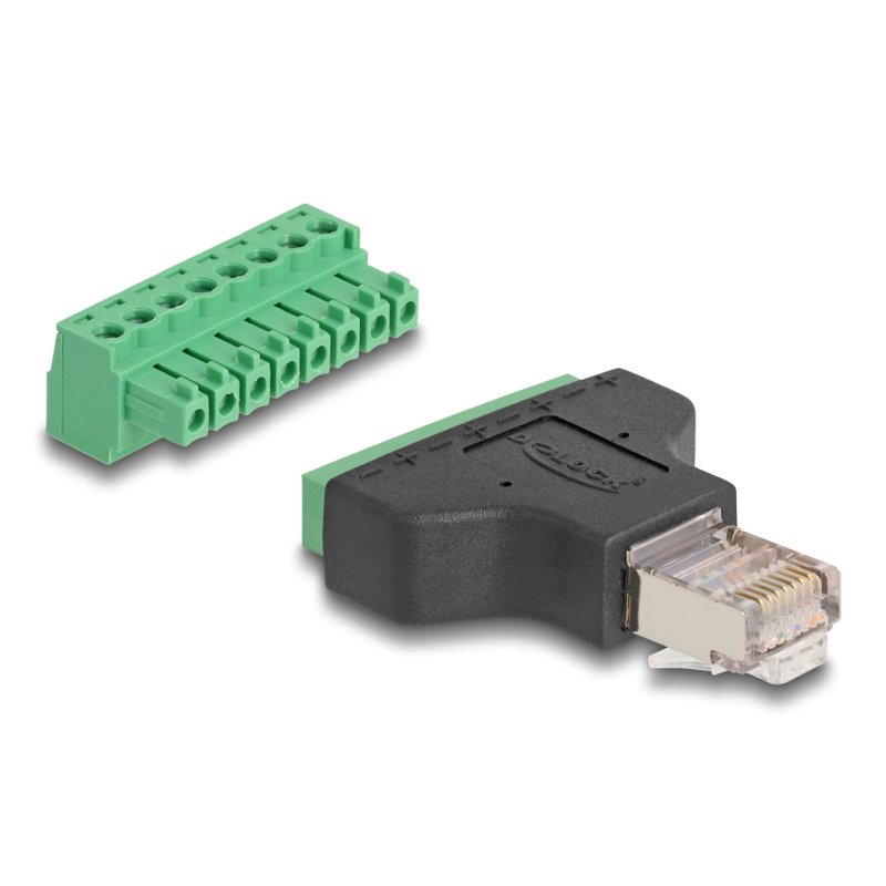 DeLOCK Adaptateur RJ45 mâle Bornier 8 broches 2 pièces 3,81 mm
