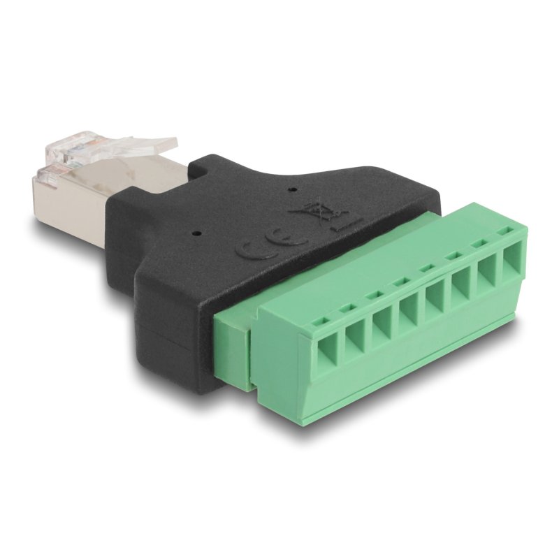 Delock Adapter RJ45 Stecker Terminalblock 8 Pin 2-teilig 3,81 mm