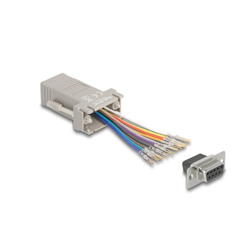 Delock D-Sub 9 Pin Buchse zu RJ50 Buchse Montagesatz grau