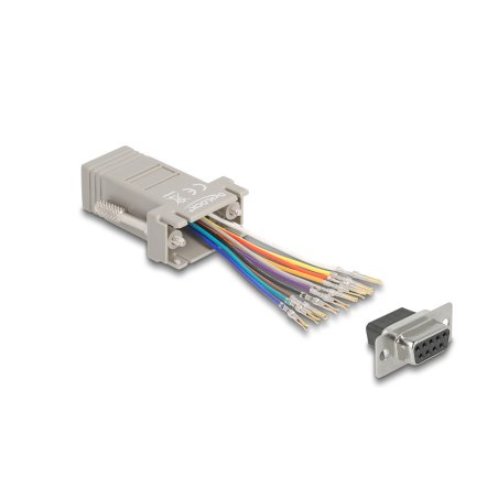 Delock D-Sub 9 Pin Buchse zu RJ50 Buchse Montagesatz grau