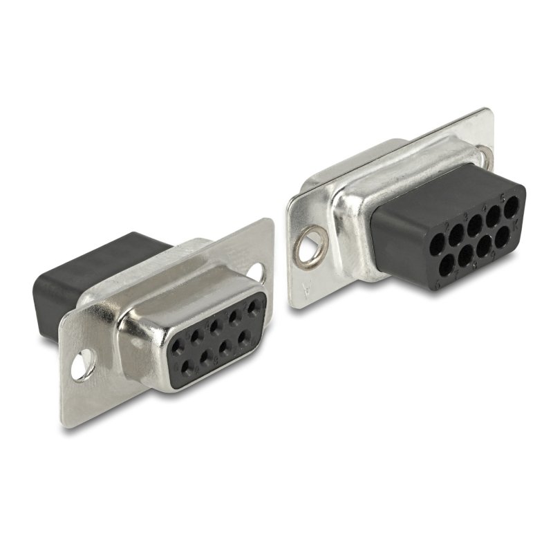 Delock D-Sub 9 Pin Buchse zu RJ50 Buchse Montagesatz grau