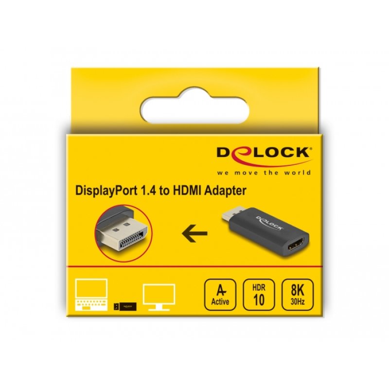 Delock Aktiver DisplayPort 1.4 zu HDMI Adapter 8K mit HDR Funktion