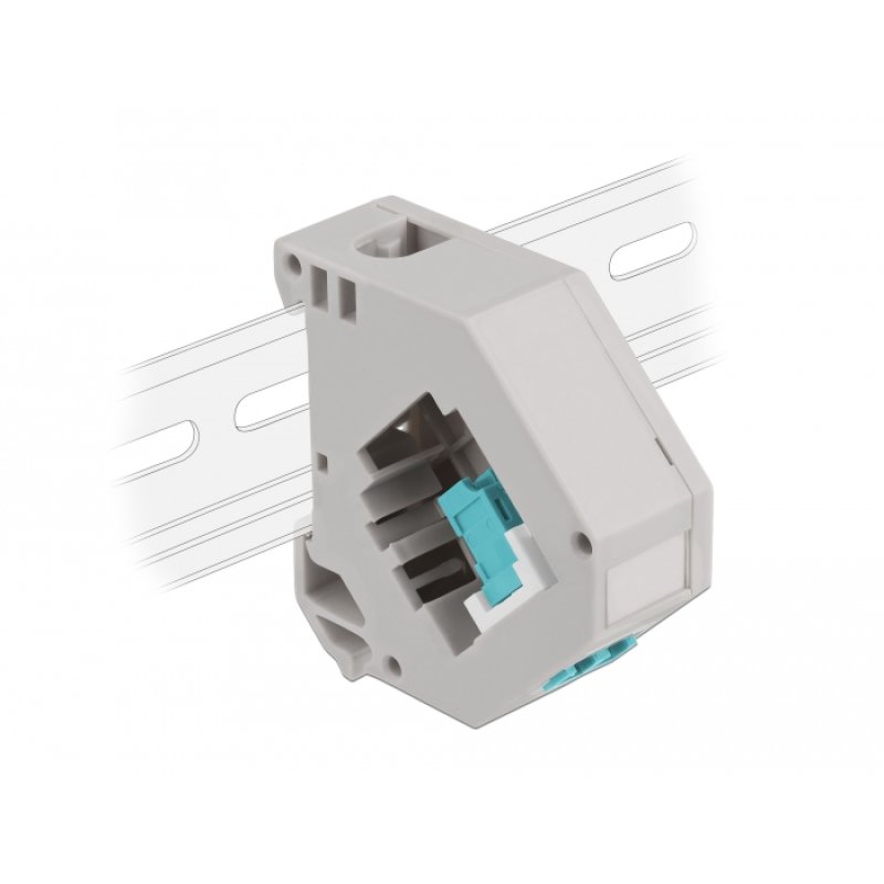 DeLOCK Adaptateur de rail DIN avec Keystone LC Duplex femelle à LC Duplex femelle, aqua
