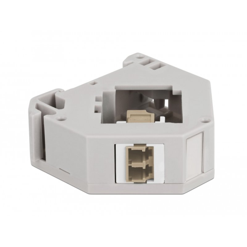 Delock Hutschienenadapter mit Keystone LC Duplex Buchse zu LC Duplex Buchse beige