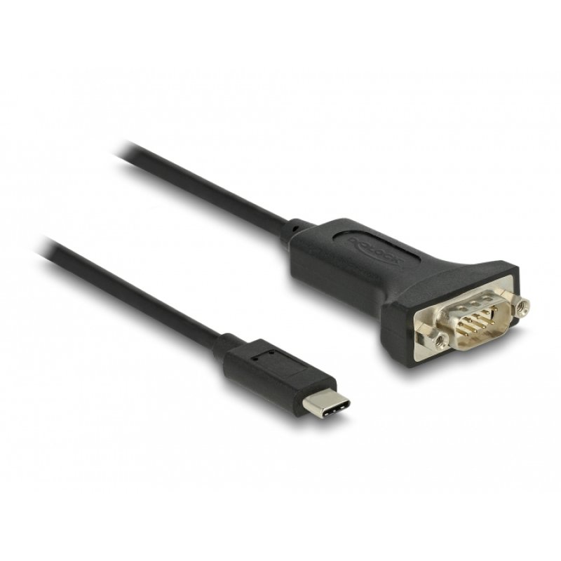 Delock Adapter USB Type-C™ zu 1 x Seriell RS-232 D-Sub 9 Pin Stecker mit Muttern 2 m