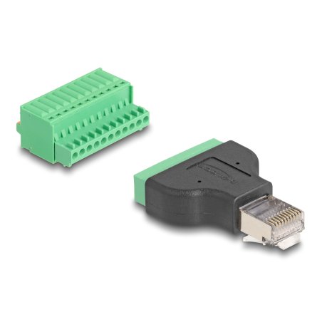 Delock RJ50 Stecker zu Terminalblock Adapter mit Drucktaster