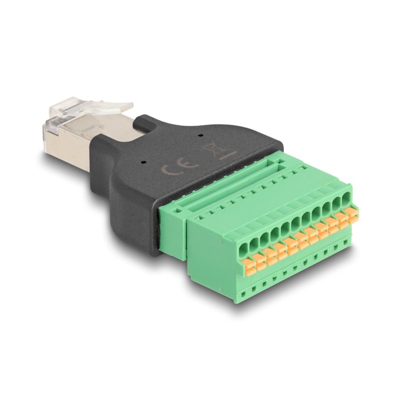 Delock RJ50 Stecker zu Terminalblock Adapter mit Drucktaster