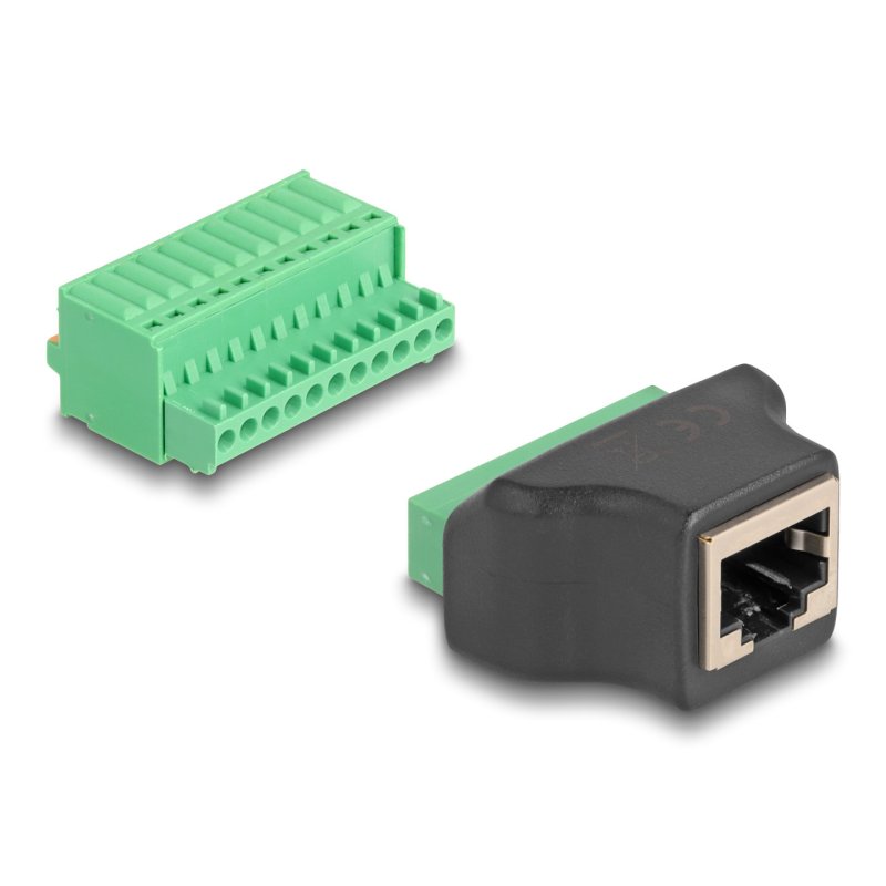 DeLOCK Adaptateur RJ50 femelle à bornier avec bouton-poussoir