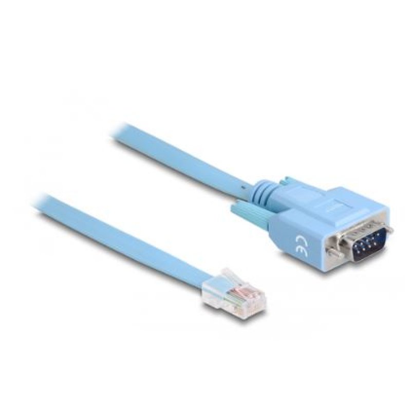 Delock Adapter RS-232 DB9 Stecker zu 1 x Seriell RS-232 RJ45 Stecker 1 m