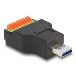 Delock USB 3.2 Gen 1 Typ-A Stecker zu Terminalblock Adapter mit Drucktaster