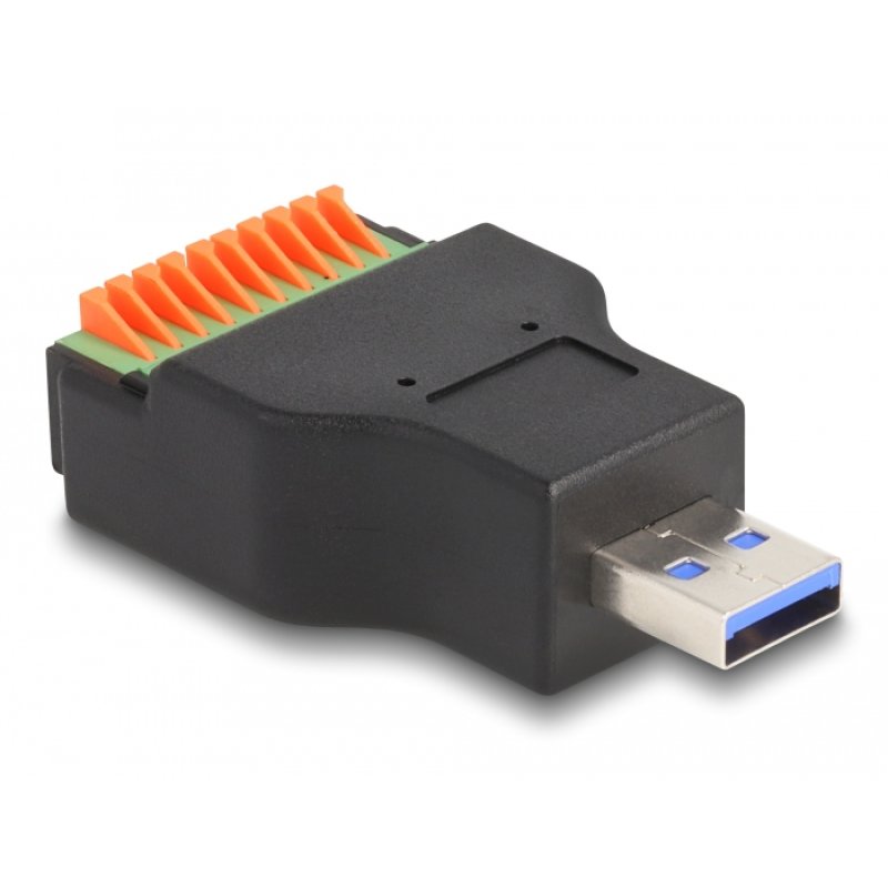 DeLOCK USB 3.2 Gen 1 Type-A male to Terminal Block Adapter with push button