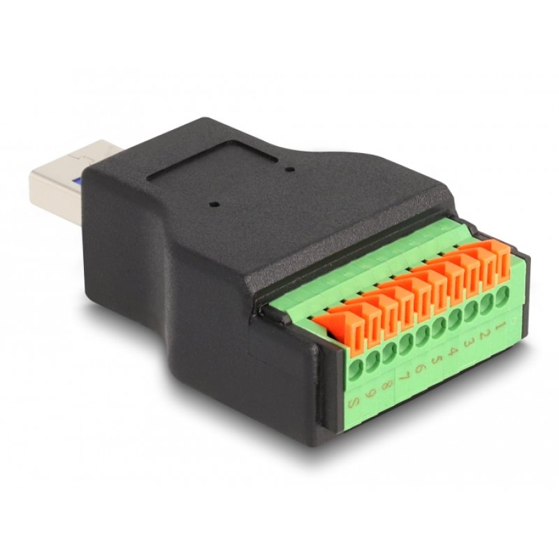 Delock USB 3.2 Gen 1 Typ-A Stecker zu Terminalblock Adapter mit Drucktaster