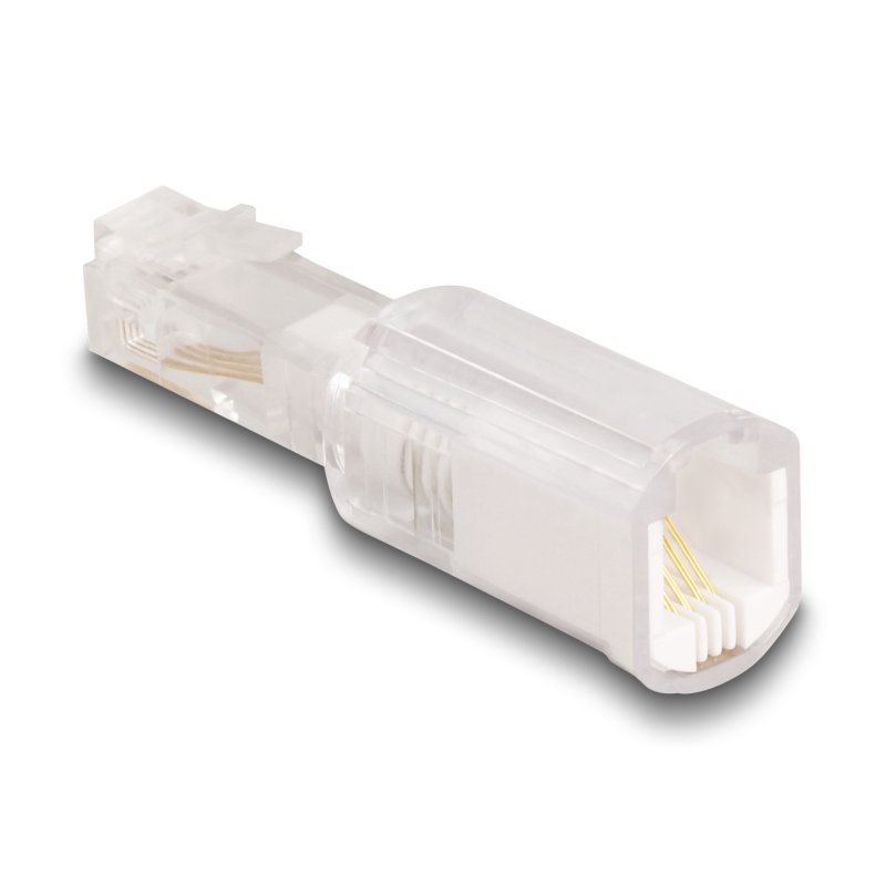 Delock Telefonkabel-Verdrehschutz Adapter RJ10 Stecker zu RJ10 Buchse transparent / weiß
