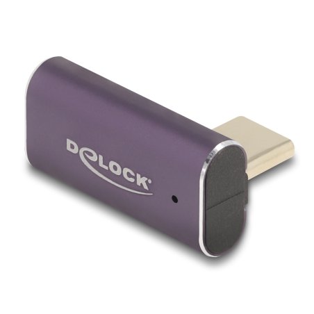 Delock USB Adapter 40 Gbps USB Type-C™ PD 3.1 240 W Stecker zu Buchse gedreht gewinkelt links / rechts 8K 60 Hz Metall