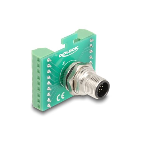Delock M12 Übergabemodul Adapter A-kodiert 17 Pin Stecker zu 18 Pin Terminalblock zum Einbau