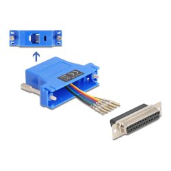 Delock D-Sub 25 Pin Buchse zu RJ12 Buchse Montagesatz blau