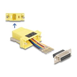 Delock D-Sub 15 Pin Buchse zu RJ45 Buchse Montagesatz gelb