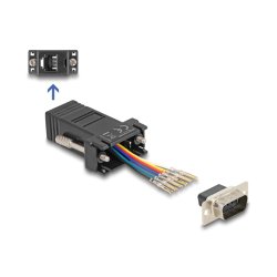 Delock D-Sub 9 Pin Stecker zu RJ12 Buchse Montagesatz schwarz