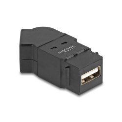 DeLOCK USB 2.0 Type-A panel mount female to Type-A female 45° angled black