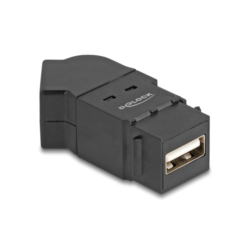 Delock Keystone Modul USB 2.0 Typ-A Einbaubuchse zu Typ-A Buchse 45° gewinkelt schwarz