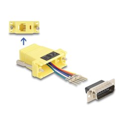 Delock D-Sub 15 Pin Stecker zu RJ12 Buchse Montagesatz gelb