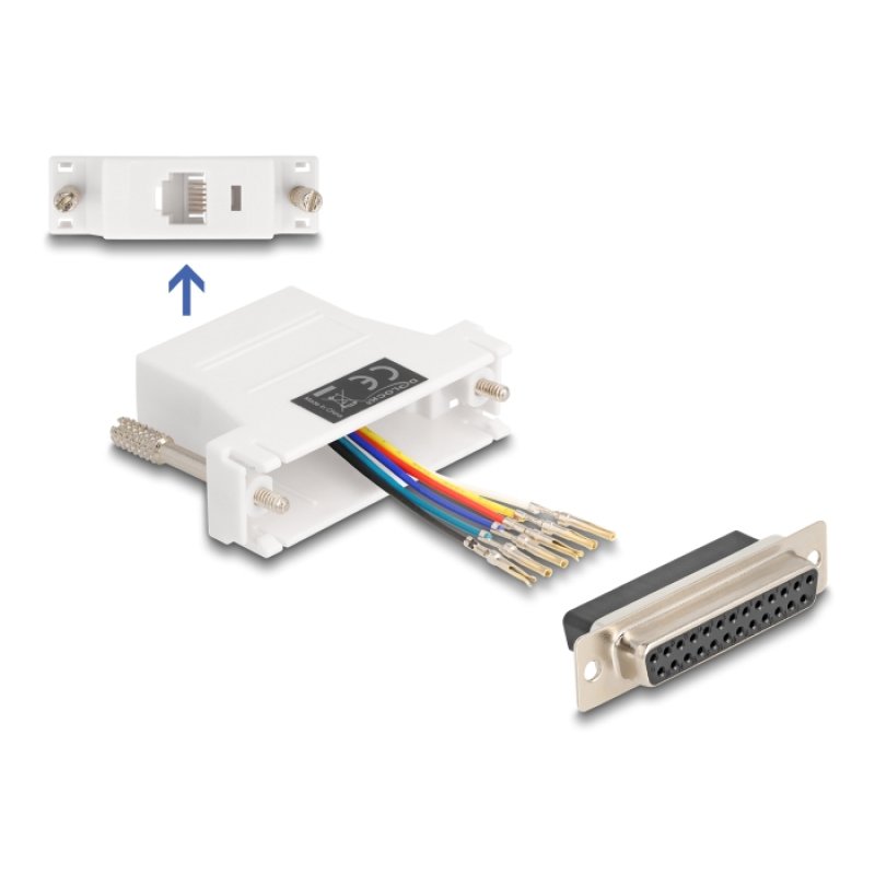 Delock D-Sub 25 Pin Buchse zu RJ12 Buchse Montagesatz weiß