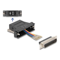 Delock D-Sub 25 Pin Stecker zu RJ12 Buchse Montagesatz schwarz