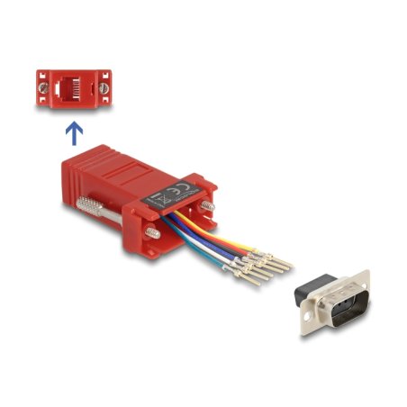 Delock D-Sub 9 Pin Stecker zu RJ12 Buchse Montagesatz rot