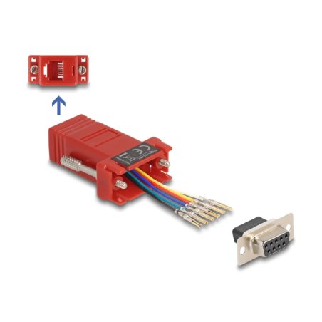 Delock D-Sub 9 Pin Buchse zu RJ12 Buchse Montagesatz rot