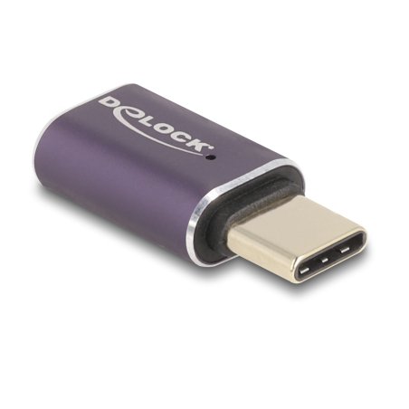 DeLOCK USB Adaptateur 40 Gbps USB Type-C PD 3.1 240 W mâle à port femelle économiseur 8K 60 Hz métallique