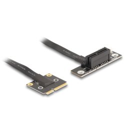 Delock Adapter Mini PCIe Stecker zu PCIe 3.0 x1 Buchse 90° gewinkelt mit Kabel 20 cm