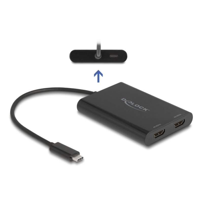 Delock Adapter USB Type-C™ zu 2 x HDMI 4K 60 Hz mit DisplayLink® Grafik und USB PD
