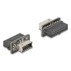 DeLOCK 67238 cable gender changer 20-pin USB USB Type-E Black, Stainless steel