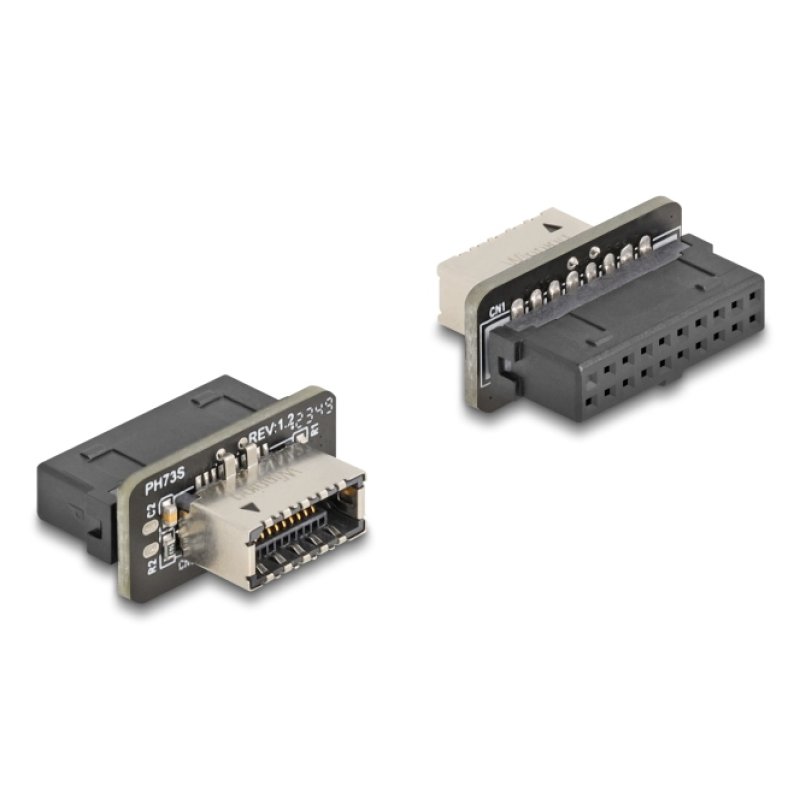 DeLOCK 67238 cable gender changer 20-pin USB USB Type-E Black, Stainless steel