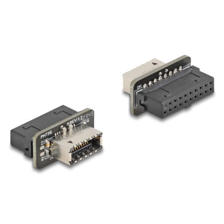 DeLOCK 67238 cable gender changer 20-pin USB USB Type-E Black, Stainless steel