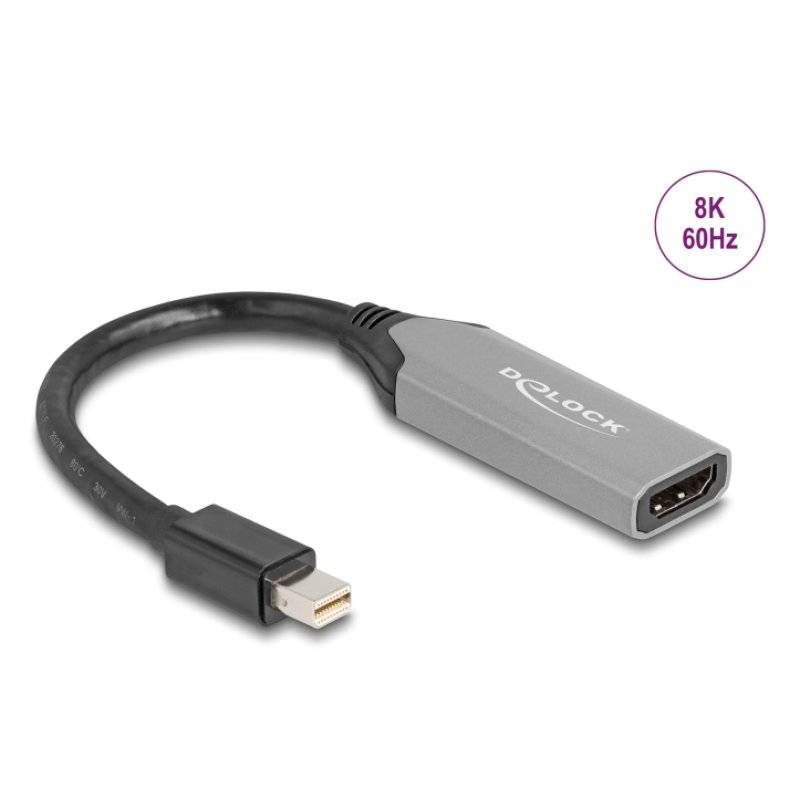 DeLOCK 64331 câble vidéo et adaptateur 0,15 m Mini DisplayPort HDMI Noir, Gris