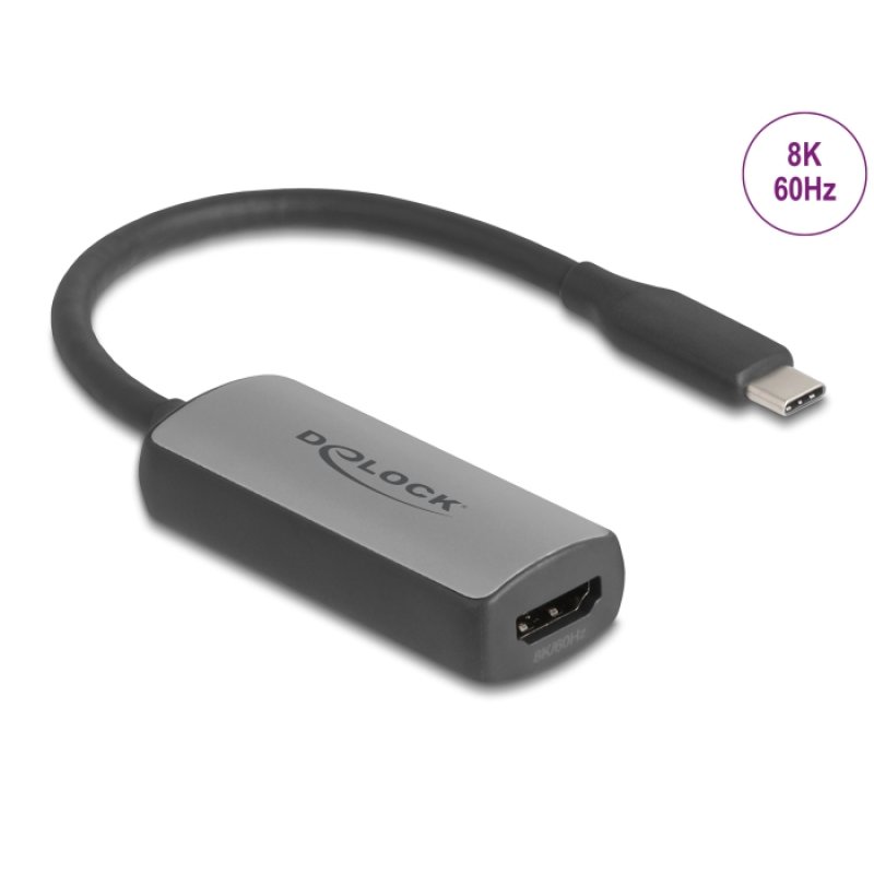 DeLOCK 64264 câble vidéo et adaptateur 0,17 m USB Type-C HDMI Noir, Gris