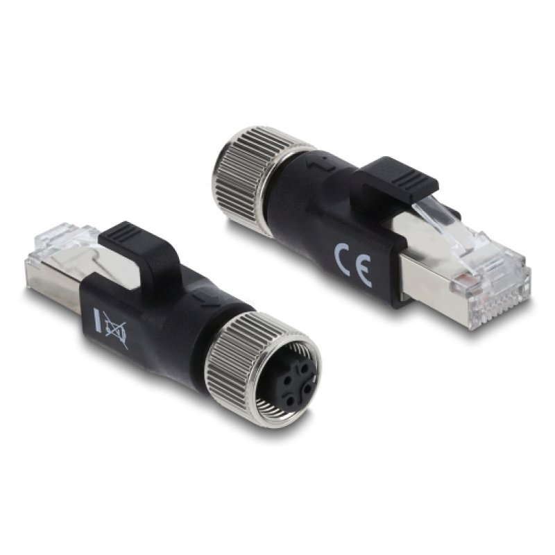 DeLOCK M12 Adapter D-coded 4 pin female to RJ45 plug black