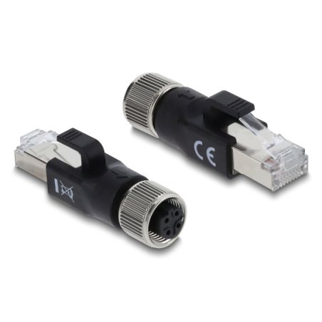 DeLOCK 90832 changeur de genre de câble M12 4-pin RJ-45 Noir