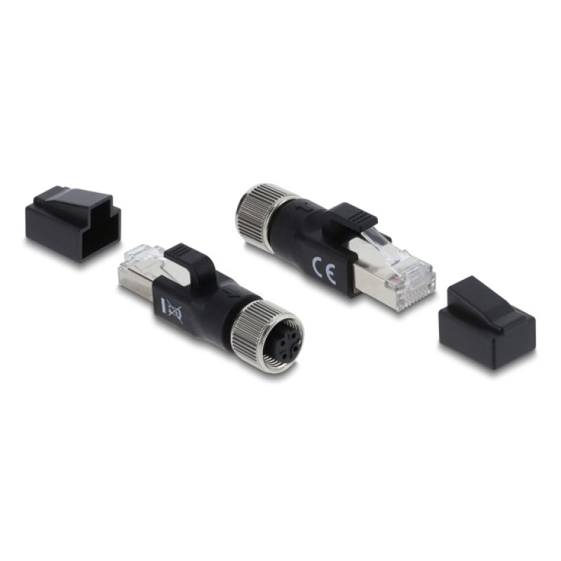 DeLOCK 90832 changeur de genre de câble M12 4-pin RJ-45 Noir