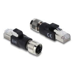 Delock M12 Adapter X-kodiert 8 Pin Buchse zu RJ45 Stecker schwarz