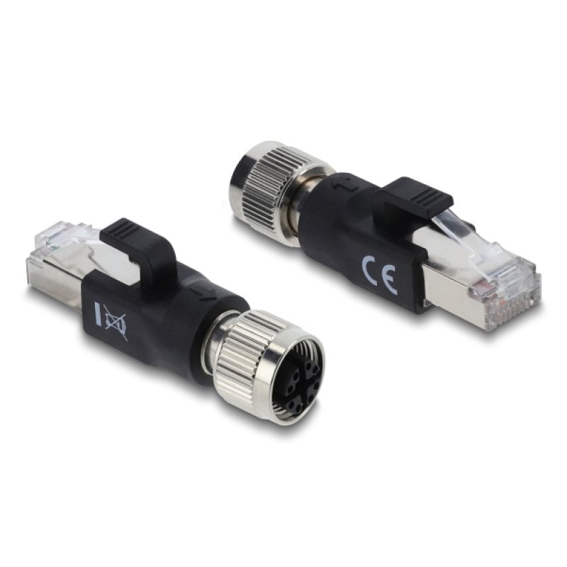 DeLOCK M12 Adapter X-coded 8 pin female to RJ45 plug black