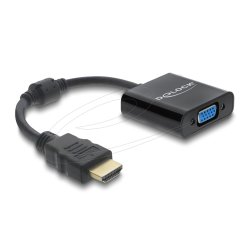 DeLOCK 61077 video cable adapter 0.15 m HDMI Type A (Standard) VGA (D-Sub) Black